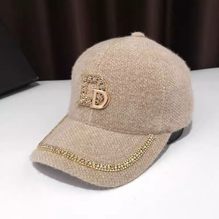 Luxuriöse Baseballkappe aus Wolle mit Verzierungen für Damen Skanto