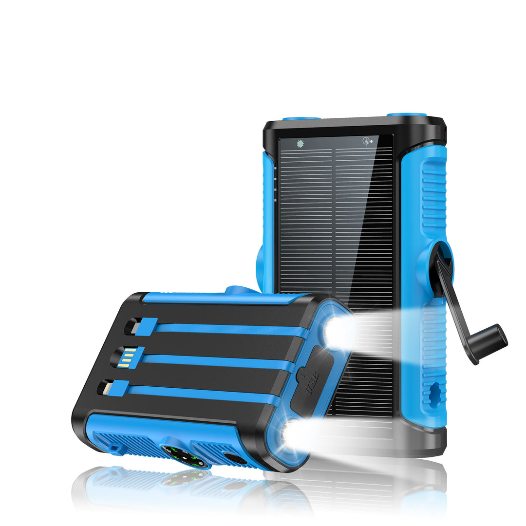Tragbare Solar-Powerbank mit integriertem Handkurbel-Ladegerät Skanto