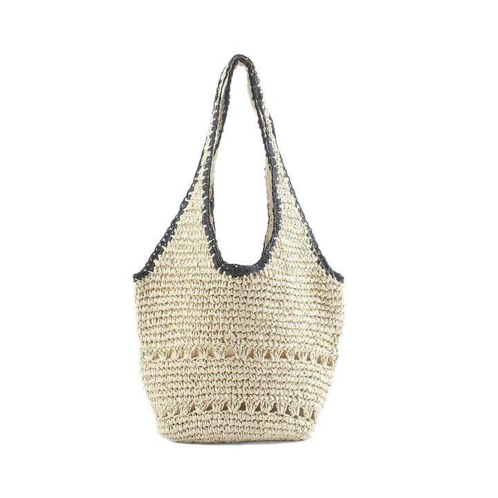 Strand-Umhängetasche aus handgewebtem Raffia mit elegantem Punkt Skanto