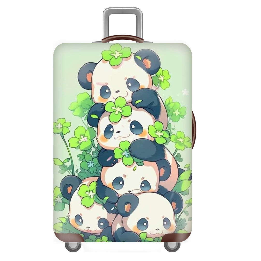 Unisexer nicht-elastischer Kofferbezug für Hartschalen-Trolley mit niedlichem Panda-Motiv, elastische Schutzhülle mit Griff- und Radausschnitten Skanto