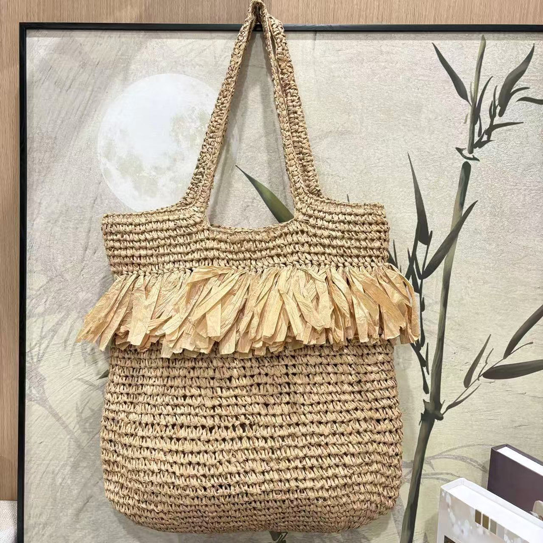 Geflochtene Tasche mit Fransen-Design Skanto