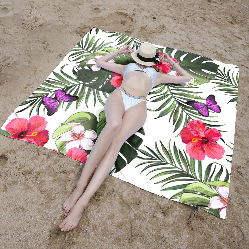 Stranddecke mit tropischem Blumendesign Skanto