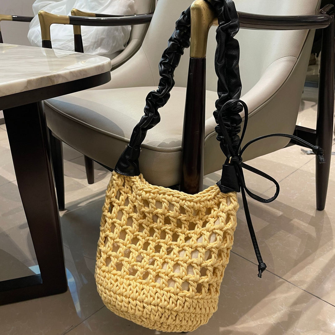 Handgeknüpfte Tragetasche mit Lederdetails Skanto