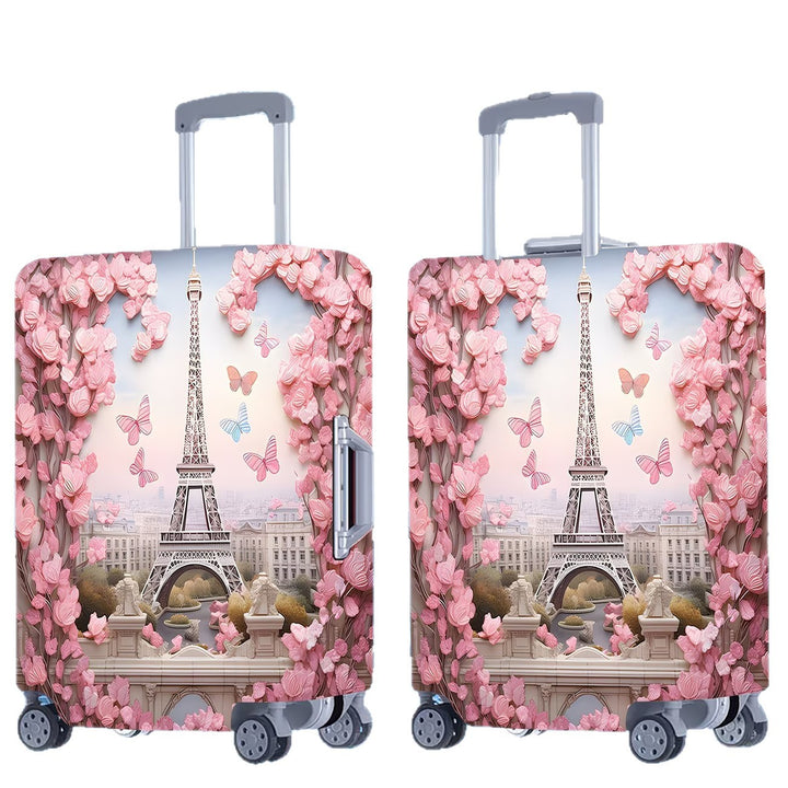 Unisexer nicht-elastischer Kofferbezug mit 3D-Blumen- und Schmetterlingsmotiv für Trolley mit Reißverschluss und rutschfester Innenbefestigung Skanto