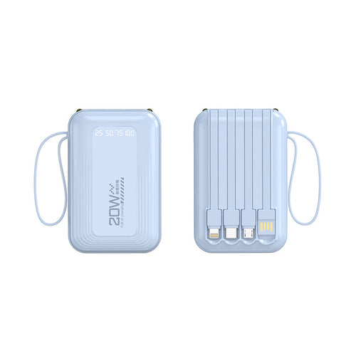 Tragbare Powerbank mit integriertem Kabelsystem und LED-Anzeige Skanto
