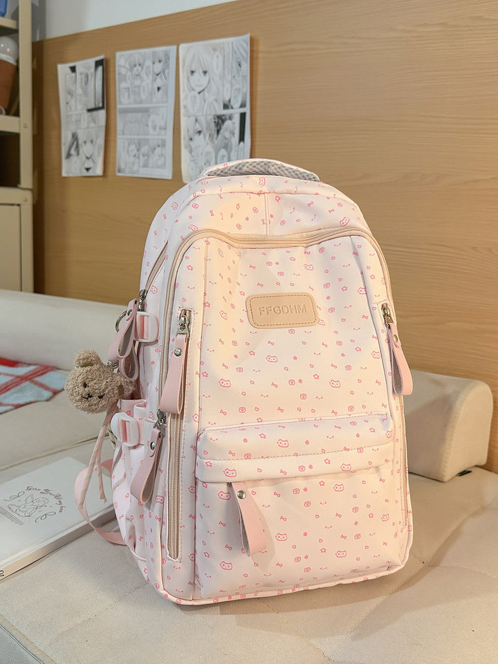 Niedlicher Schulrucksack mit Charakter-Applikationen