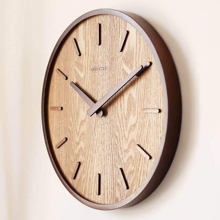 Minimalistische, leise Wanduhr aus Holz, 12 Zoll