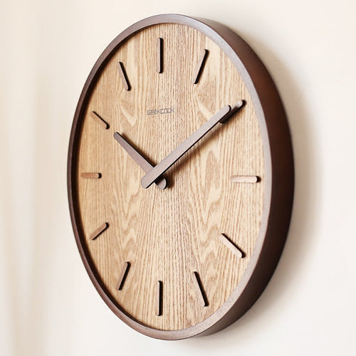 Minimalistische, leise Wanduhr aus Holz, 12 Zoll