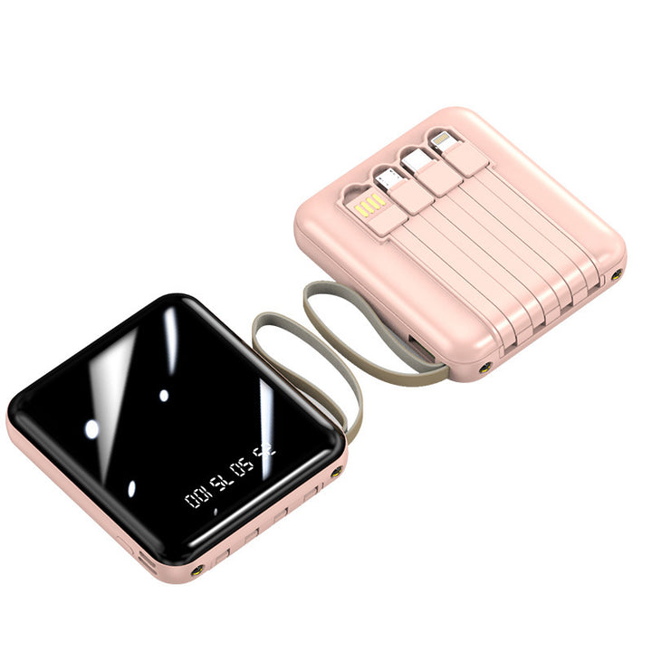 Tragbare Powerbank mit integrierten Kabeln und Digitalanzeige Skanto
