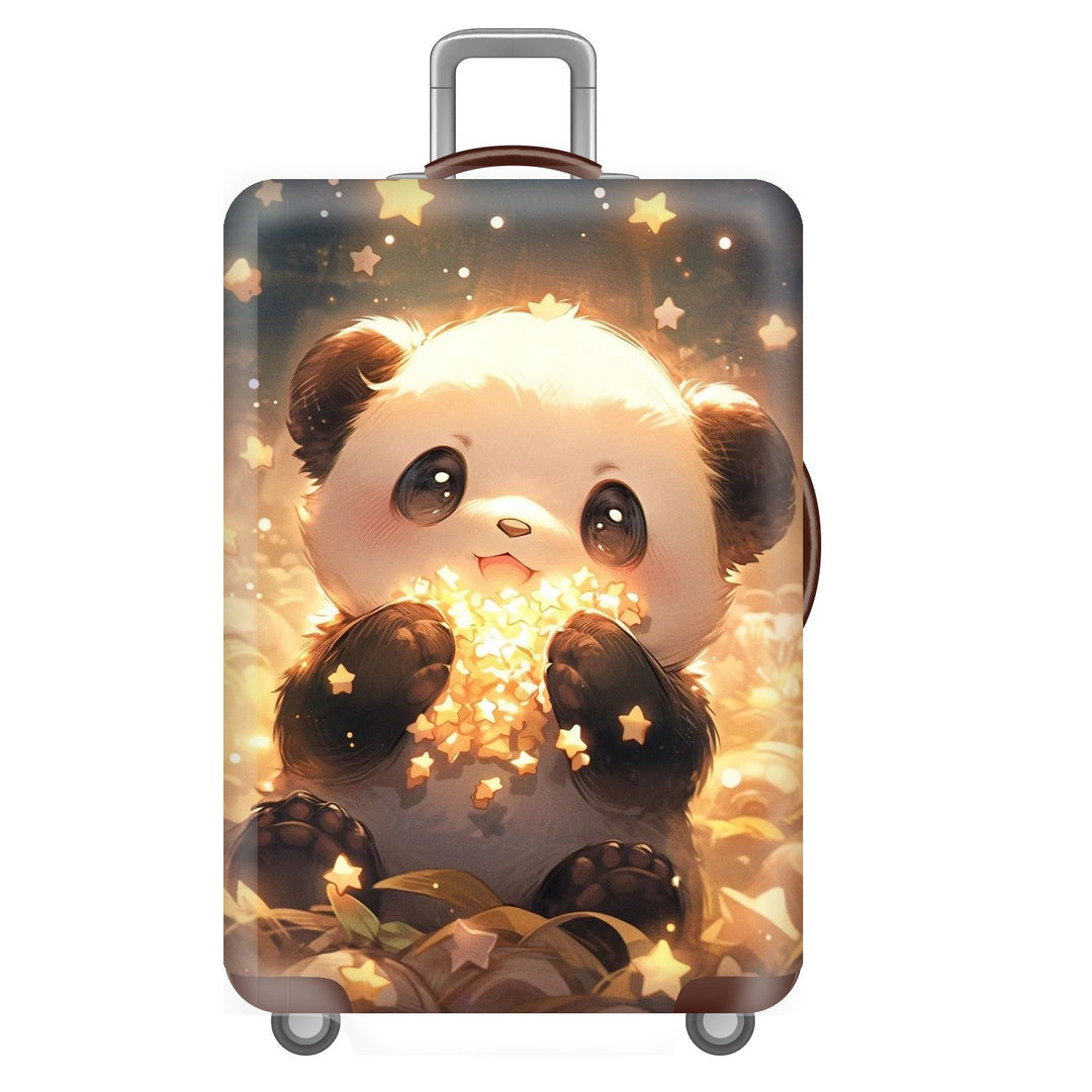 Unisexer nicht-elastischer Kofferbezug für Hartschalen-Trolley mit niedlichem Panda-Motiv, elastische Schutzhülle mit Griff- und Radausschnitten Skanto