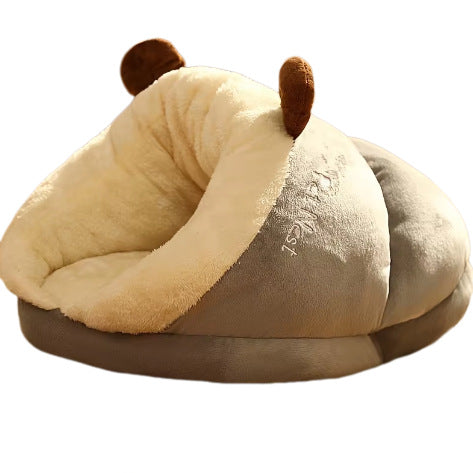 Plüsch-Hundebett mit Tiermotiv und Versteck