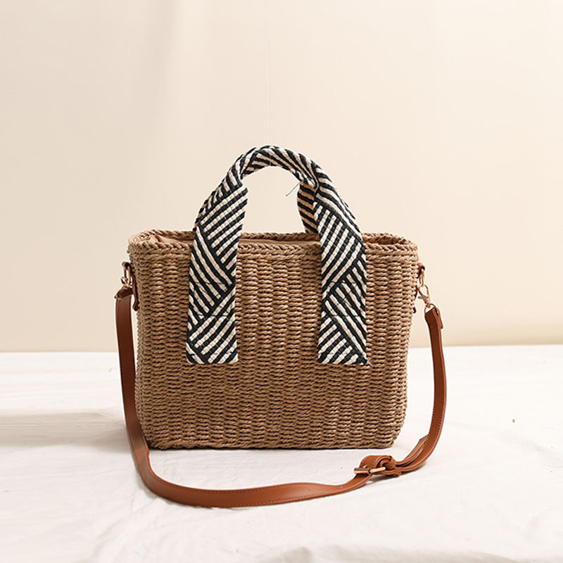 Handtasche aus geflochtenem Naturmaterial mit abnehmbarem Schultergurt Skanto
