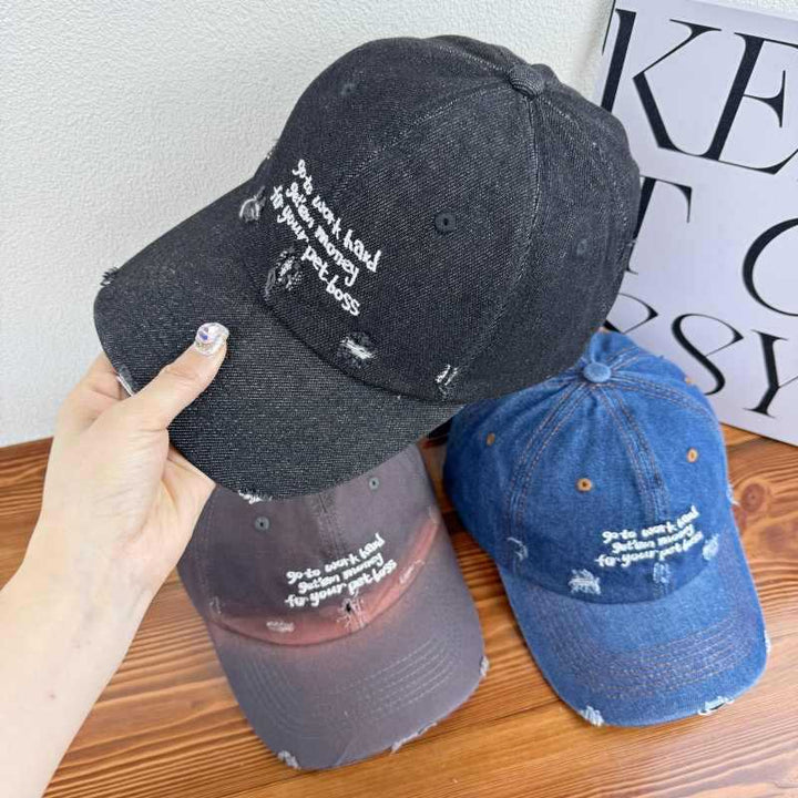 Damen Statement-Cap im Used-Look aus Jeans Skanto