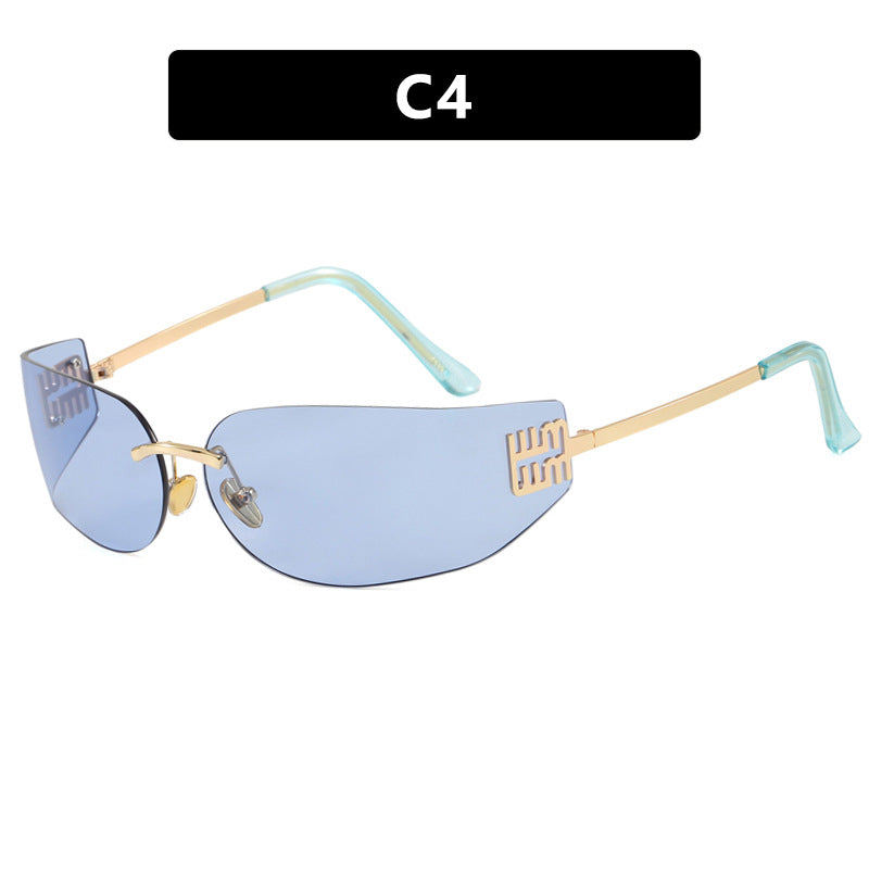 Damen futuristische Designer-Sonnenbrille mit ungewöhnlichem Rahmen und UV-Schutz Skanto
