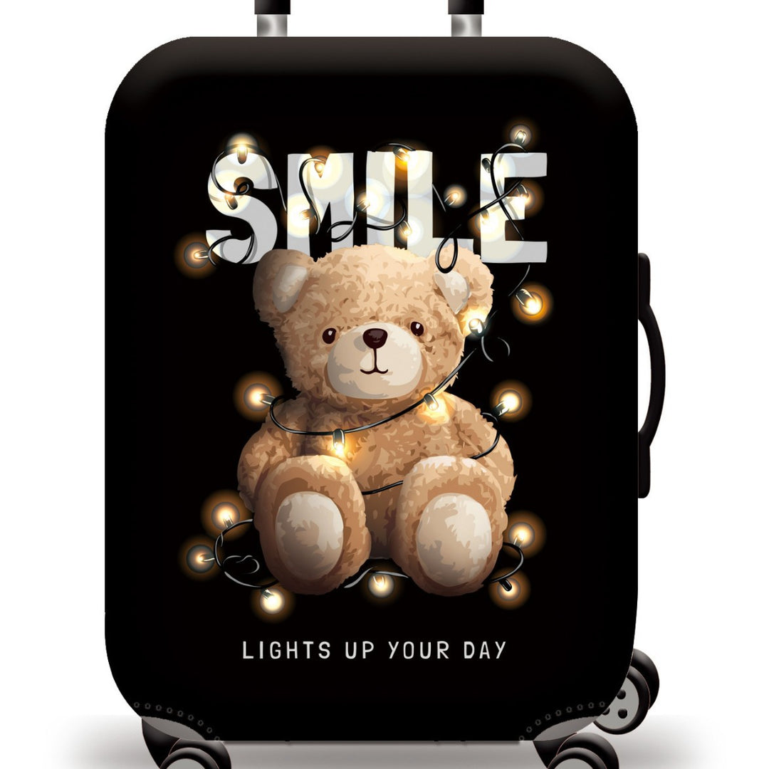 Skanto Unisex Kinder-Trolley-Koffer mit niedlichem Teddybär-Design, Hartschale, Teleskopgriff und vier drehbaren Rollen Skanto