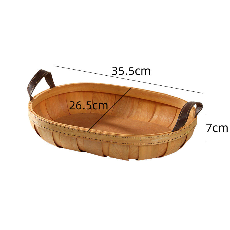 Handgefertigte ovale Servierplatte mit Ledergriff Skanto