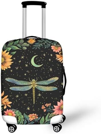 Unisexer nicht-elastischer Kofferbezug mit Pferde- und Sonnenblumenmotiv, strapazierfähiger Stretch-Schutz für Hartschalen-Trolley mit Reißverschluss Skanto