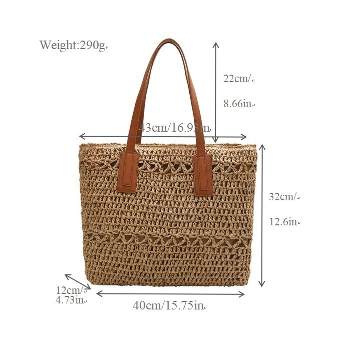 Natürliche Strandtasche mit robusten Ledergriffen Skanto