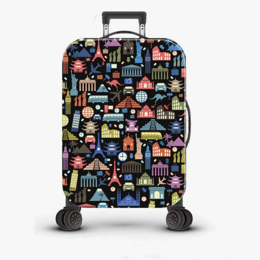 Unisex robuster Hartschalen-Trolley mit nostalgischem Eisenbahn-Collage-Print, 360-Grad-Schwenkrollen und ausziehbarem Teleskopgriff Skanto