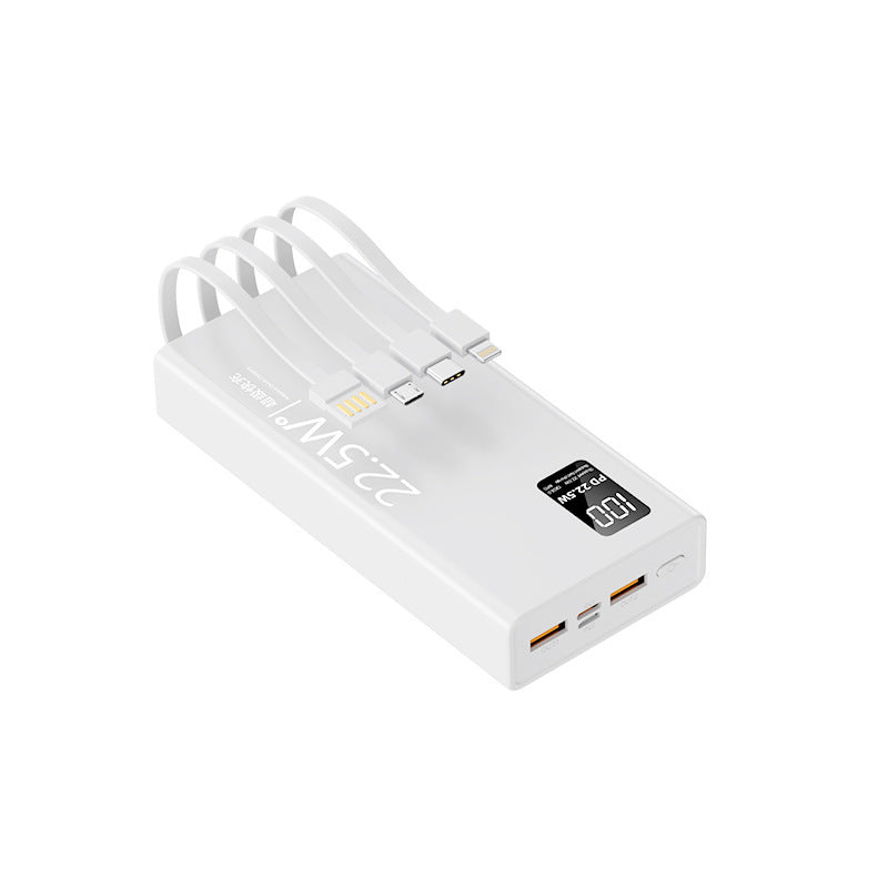 Multifunktionale Powerbank mit integriertem Kabelsystem und digitaler Leistungsanzeige Skanto