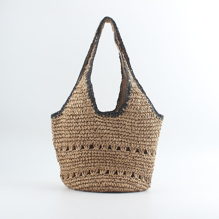 Strand-Umhängetasche aus handgewebtem Raffia mit elegantem Punkt Skanto