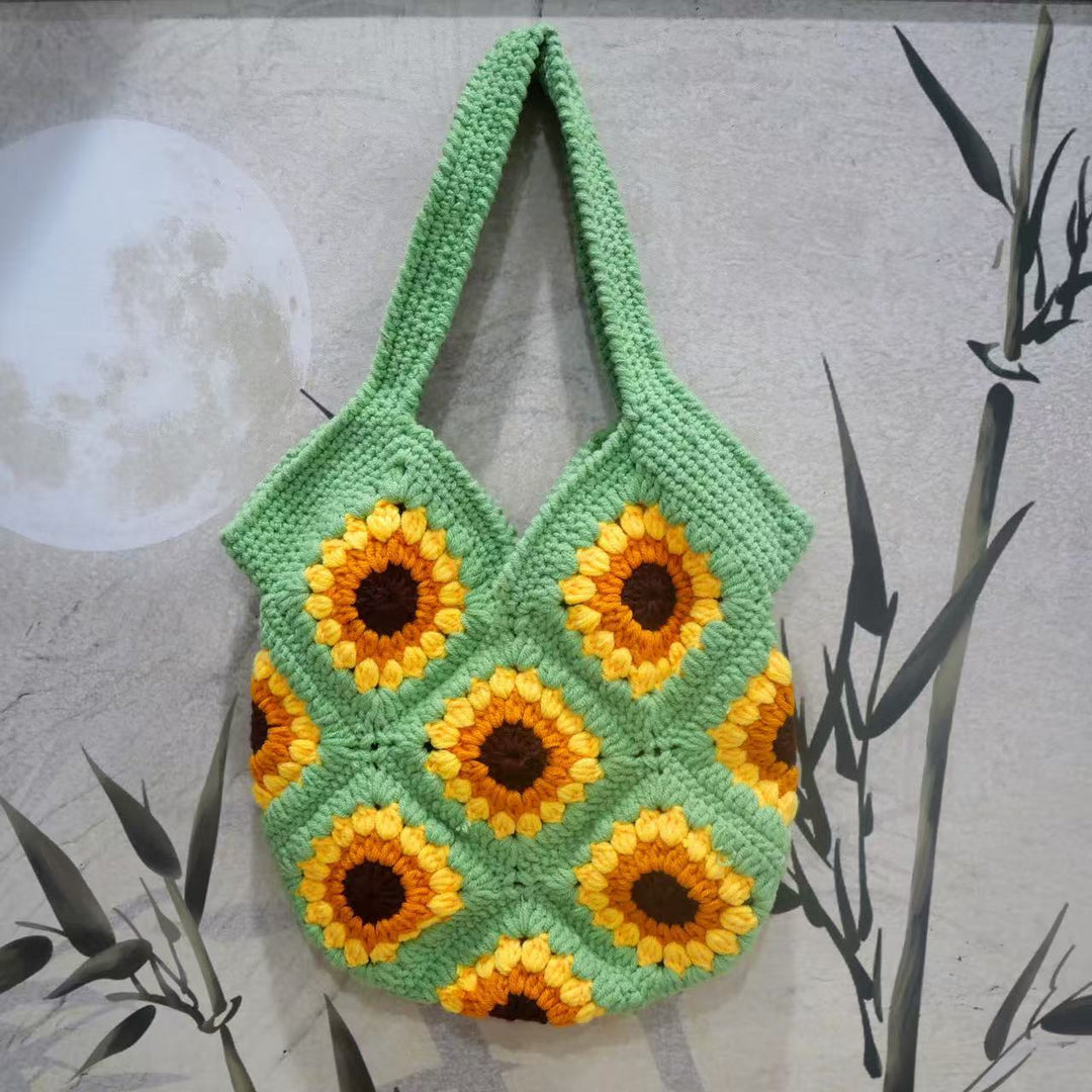 Handgefertigte Makramee-Umhängetasche mit Blumenmuster Skanto