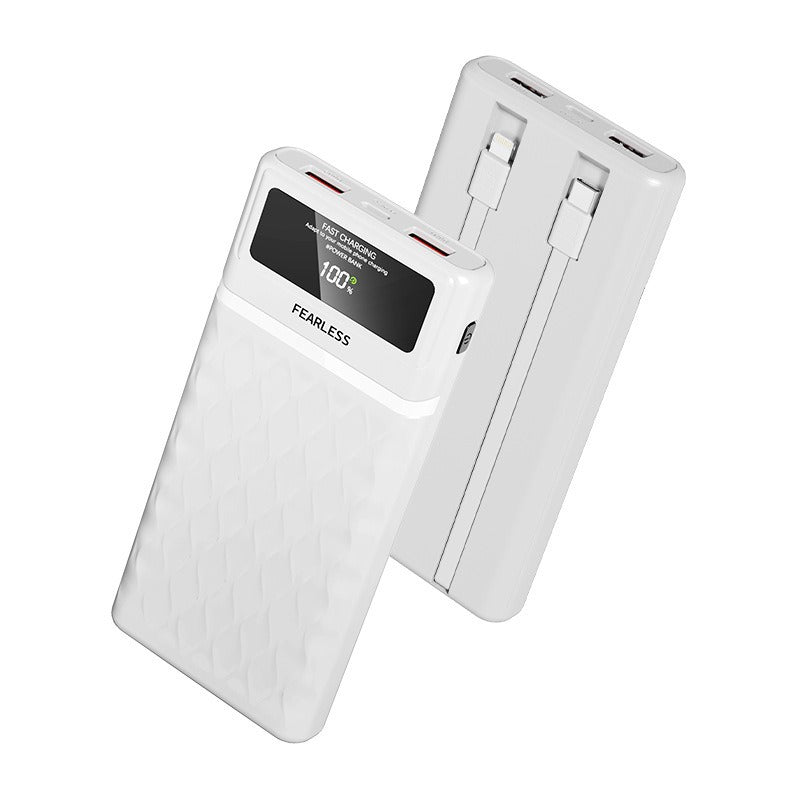 Multifunktionale Powerbank mit digitaler Ladeanzeige und integrierten Kabeln Skanto