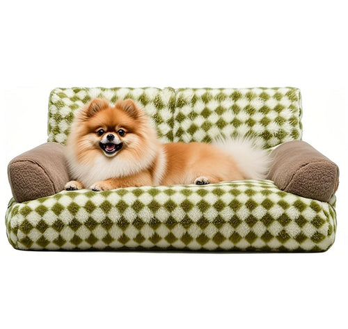 Plüsch-Sofa-Hundebett mit Karomuster