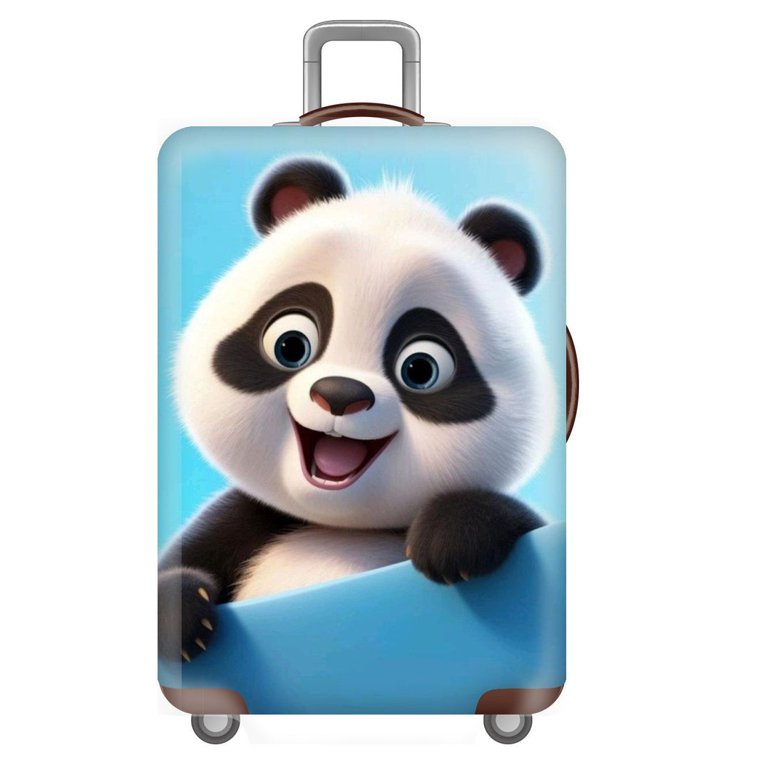 Unisexer nicht-elastischer Kofferbezug für Hartschalen-Trolley mit niedlichem Panda-Motiv, elastische Schutzhülle mit Griff- und Radausschnitten Skanto
