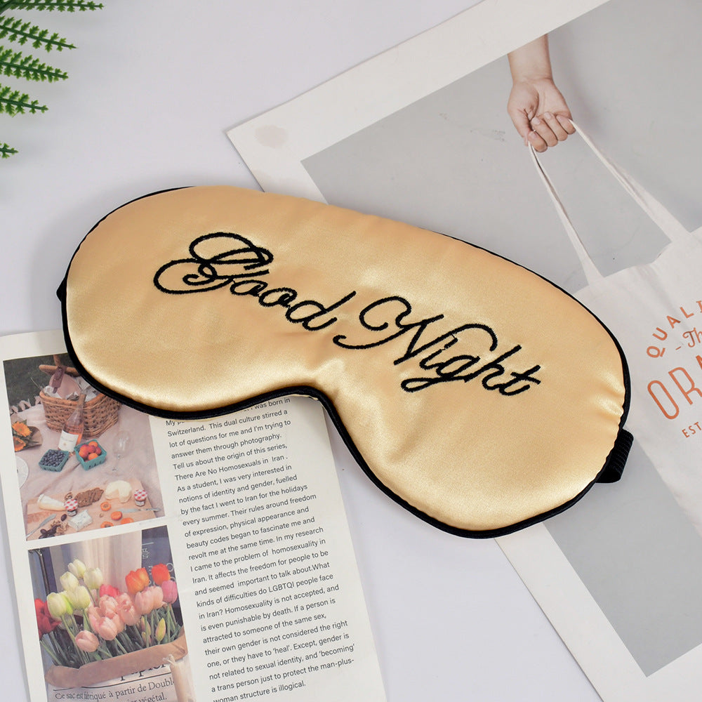 Unisex Skanto Bestickte Kontur-Schlafmaske mit dekorativer Schriftstickerei und verstellbarem Gummiband