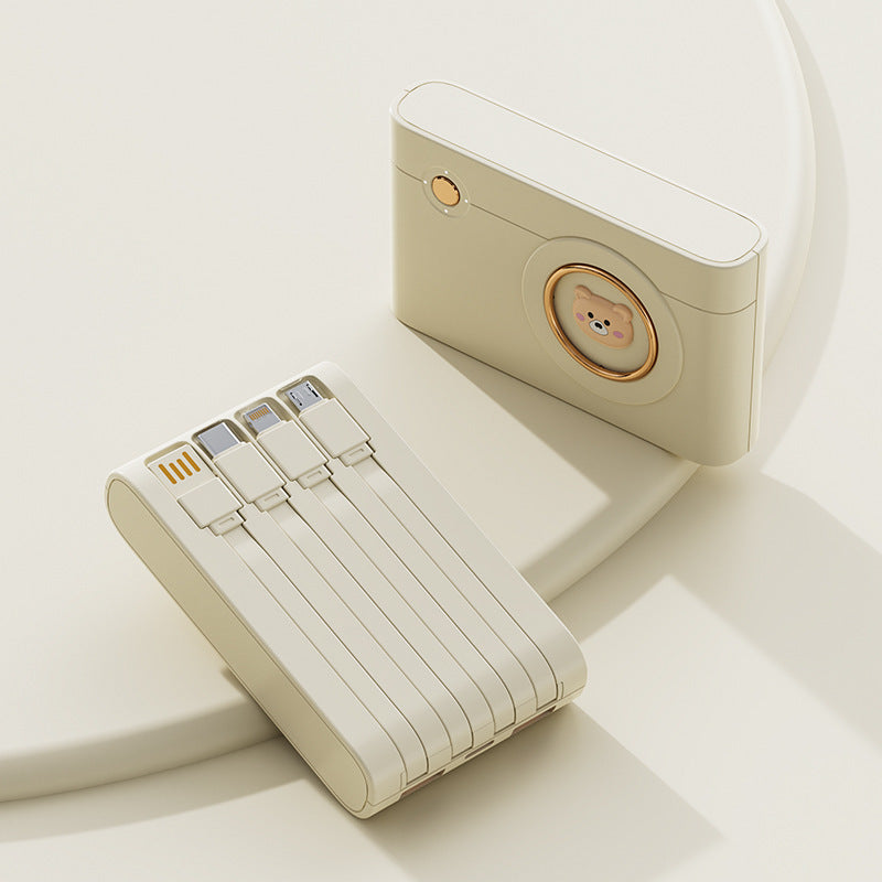 Tragbare Powerbank mit integriertem Kabelsystem und innovativen Ladefunktionen Skanto