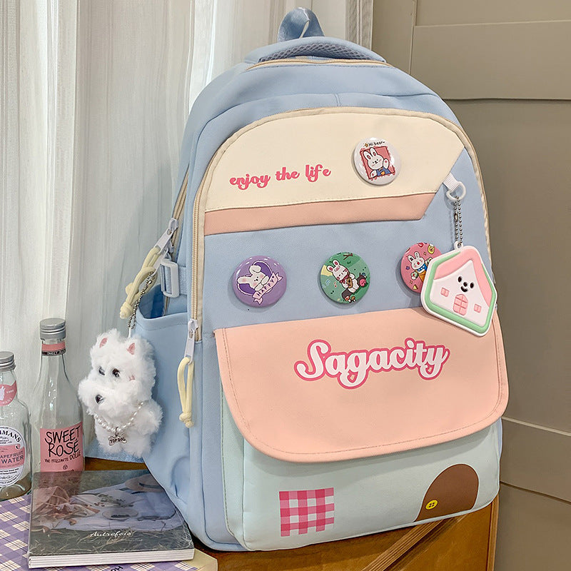 Schulrucksack mit mehreren Fächern und niedlichem Charakter-Motiv
