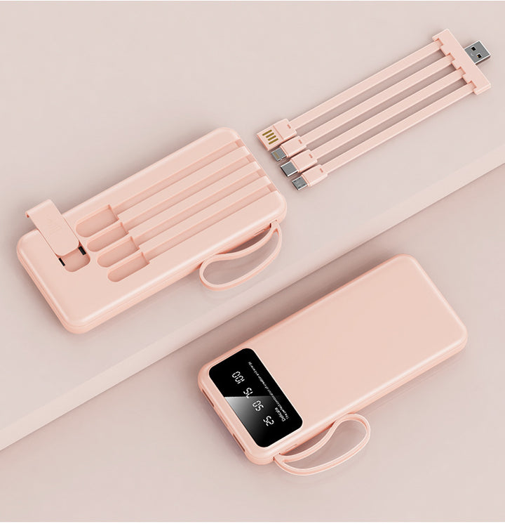 Multifunktionale Powerbank mit integrierten Ladekabeln Skanto
