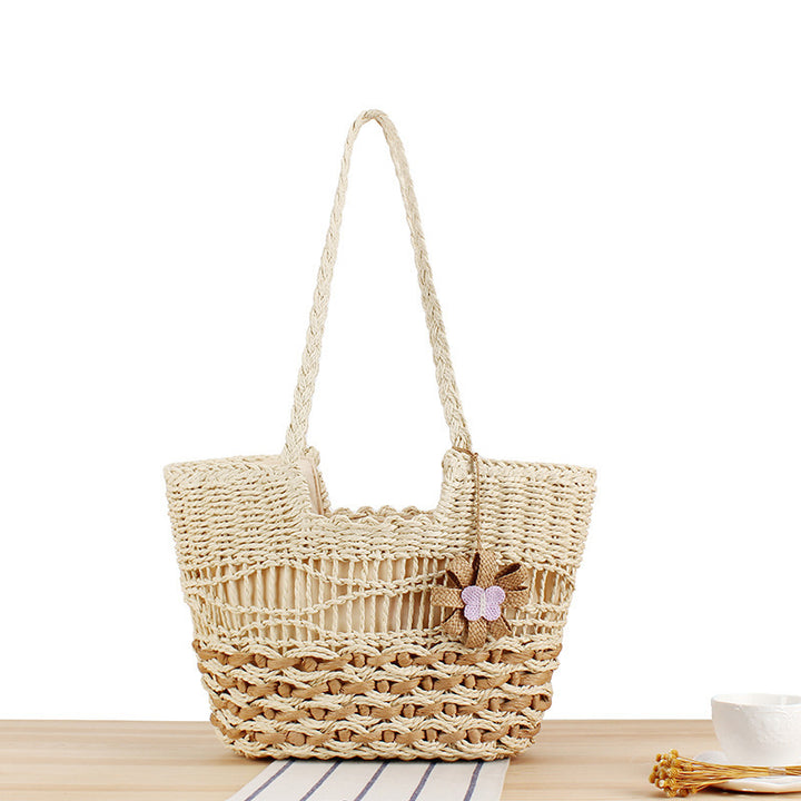 Elegante Strandtasche mit handgewebtem Korbmuster Skanto