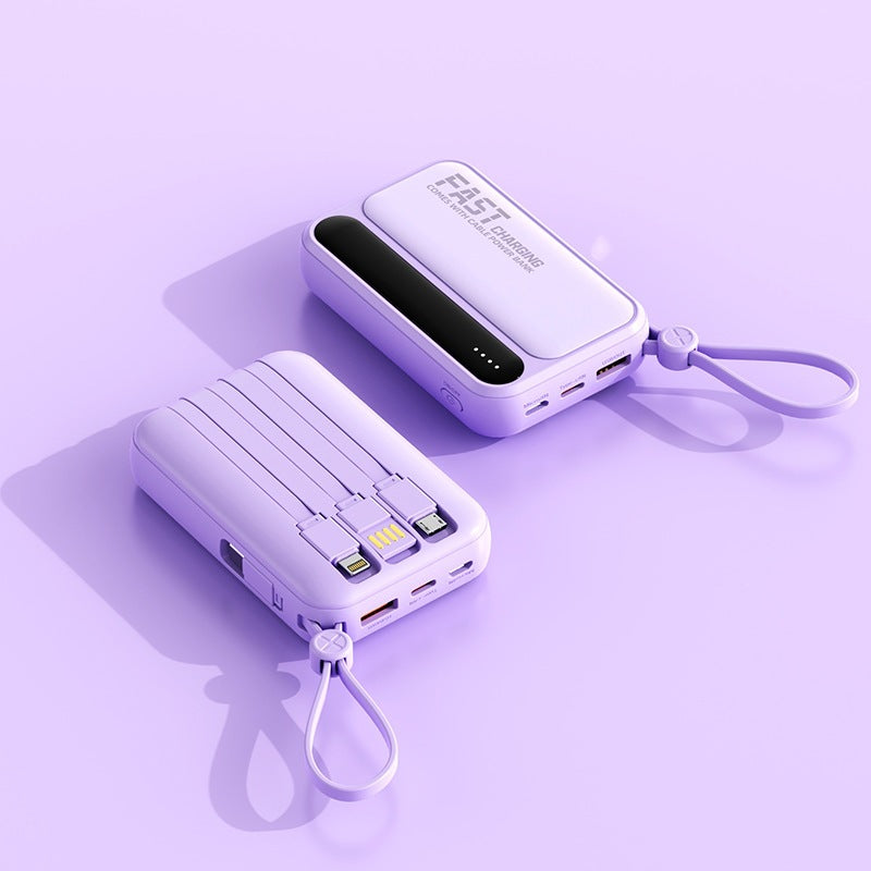Tragbare Powerbank mit integrierten Schnellladeanschlüssen und Multifunktionskabel Skanto