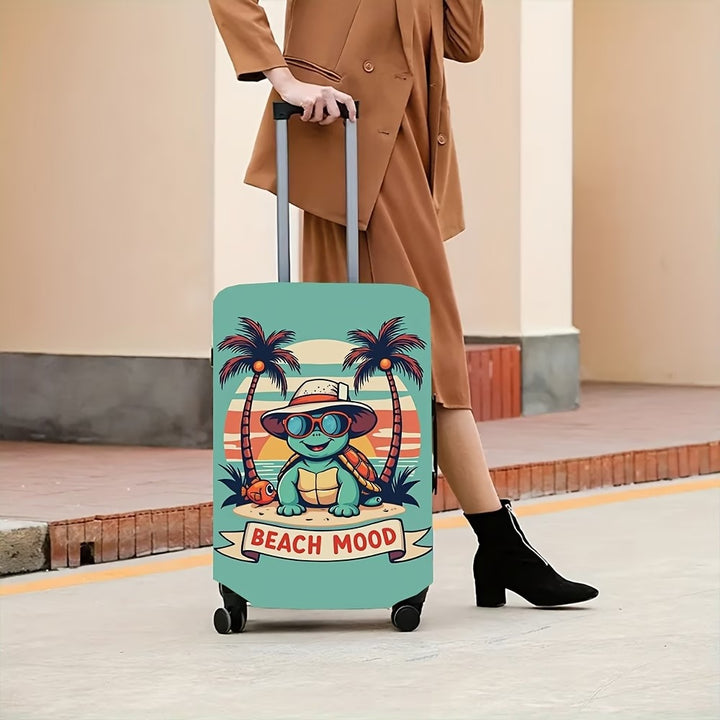 Unisex nicht-elastische Kofferhülle mit Strand-Schildkröten-Motiv, elastischer Reißverschlussschutz für Trolley Skanto