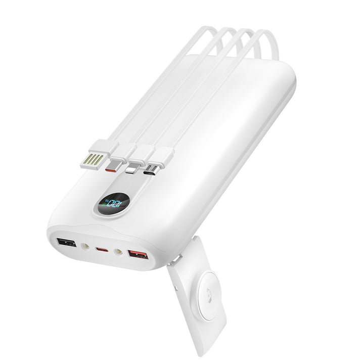 Powerbank mit integrierten Ladekabeln und LCD-Bildschirm Skanto