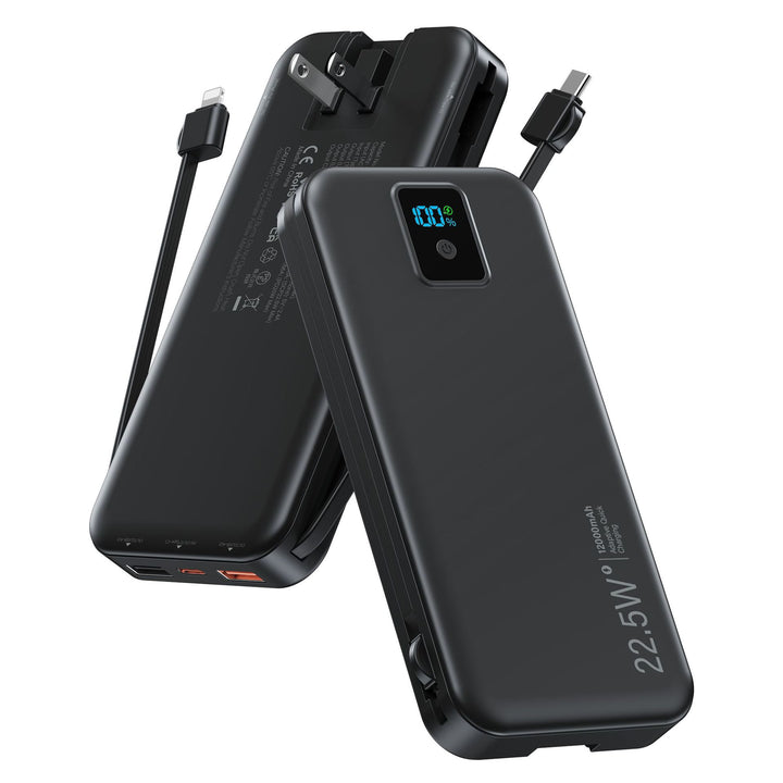 Powerbank mit digitalem LCD-Display und integriertem Ladegerät Skanto