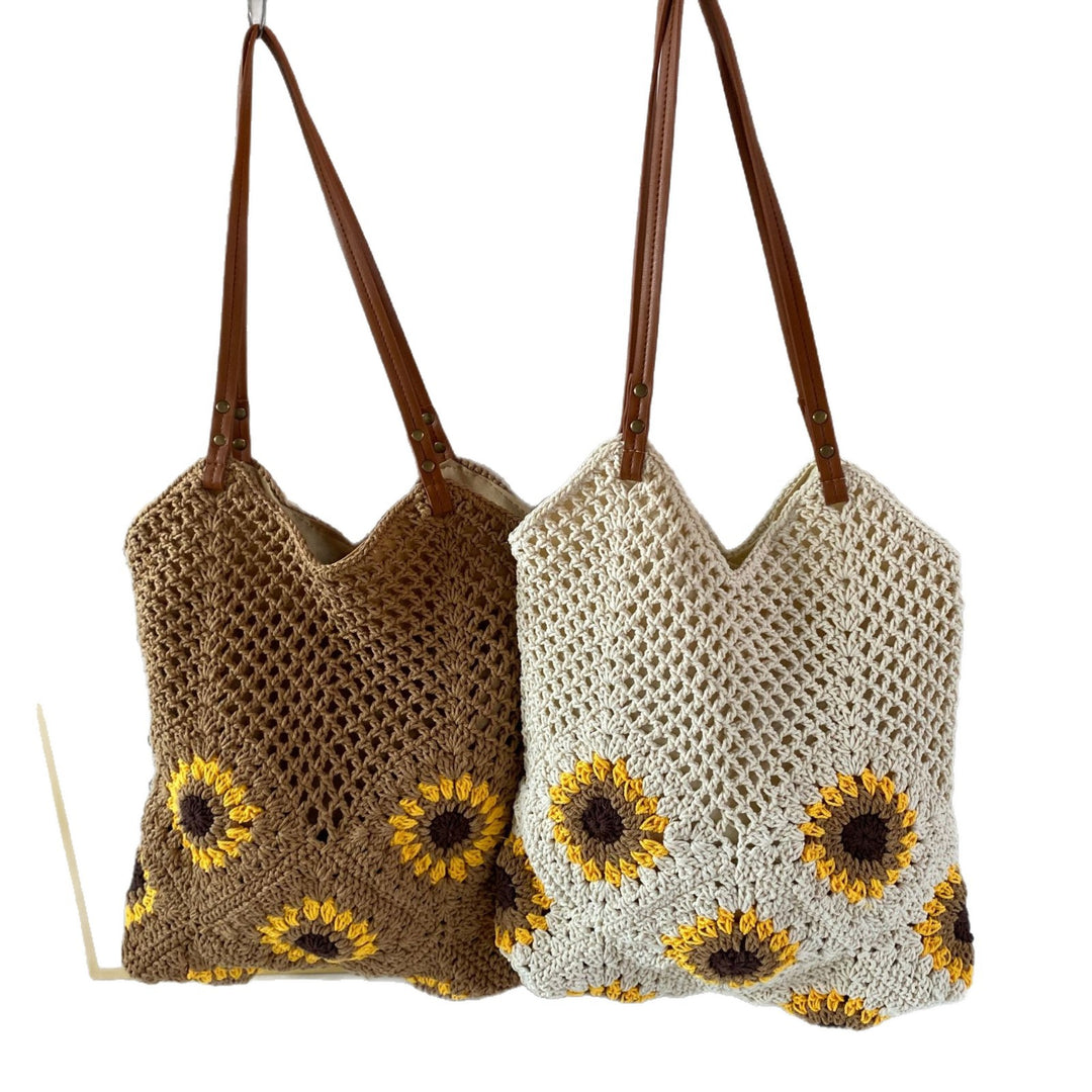 Handgemachte Makramee-Tasche mit einzigartigem Sonnenblumenmuster Skanto