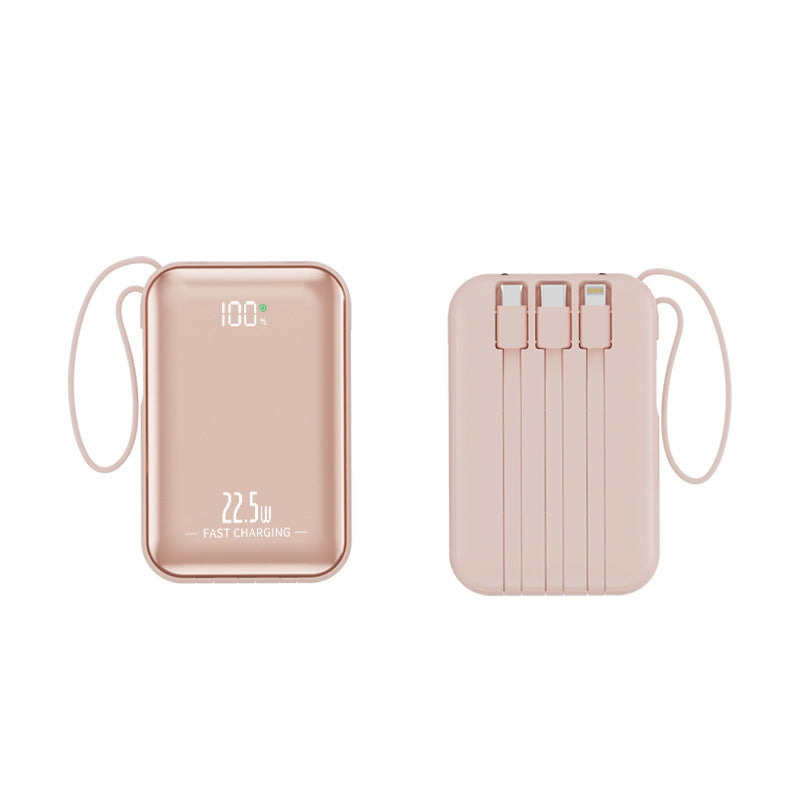 Tragbare Powerbank mit Schnellladefunktion und integriertem Kabelsystem Skanto
