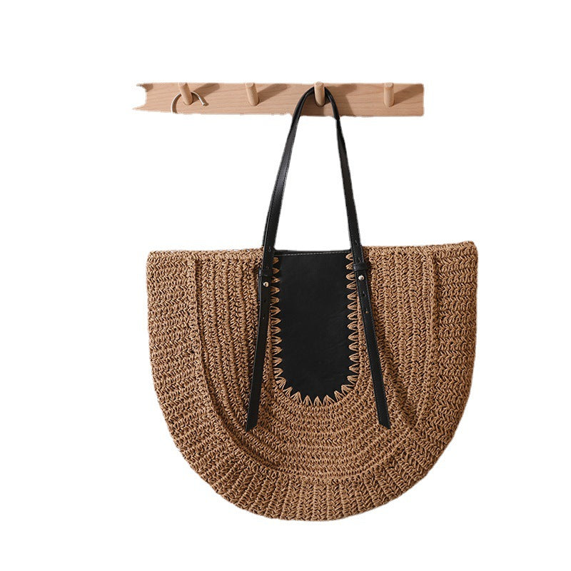 Elegante handgemachte Strohtasche mit Lederdetails Skanto