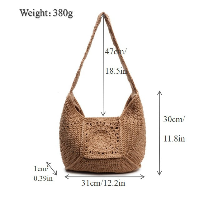 Makramee-Schultertasche mit künstlerischem Design Skanto