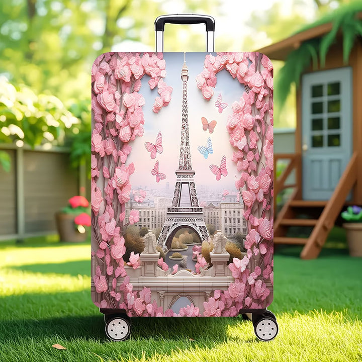 Unisexer nicht-elastischer Kofferbezug mit 3D-Blumen- und Schmetterlingsmotiv für Trolley mit Reißverschluss und rutschfester Innenbefestigung Skanto