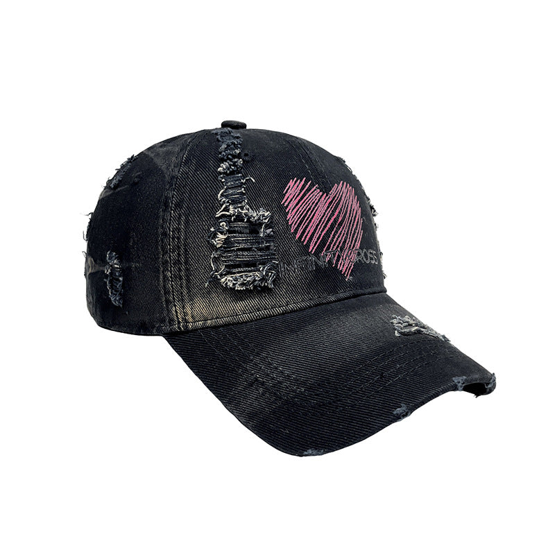 Damen Baseballkappe im Used-Look mit Herzstickerei, Skanto