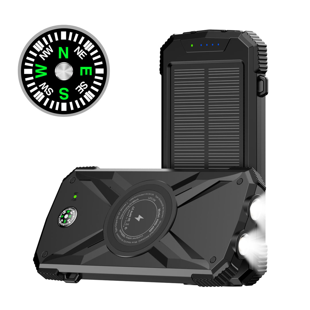 Solar-Powerbank mit integriertem Kompass und LED-Licht Skanto