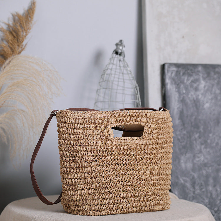 Handtasche aus Naturbaumwolle mit Ledergriffen Skanto