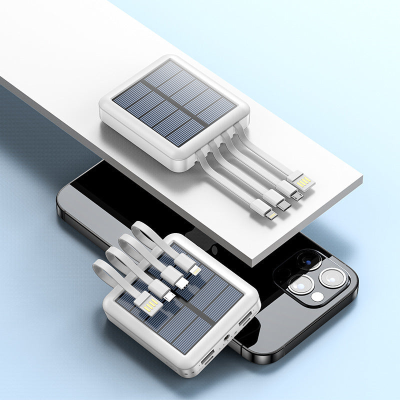 Tragbare Solar-Powerbank mit integrierten Ladekabeln und effizienter Schnellladung Skanto