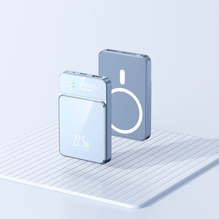 Tragbare Powerbank mit kabelloser Ladefunktion und digitaler Temperaturanzeige Skanto