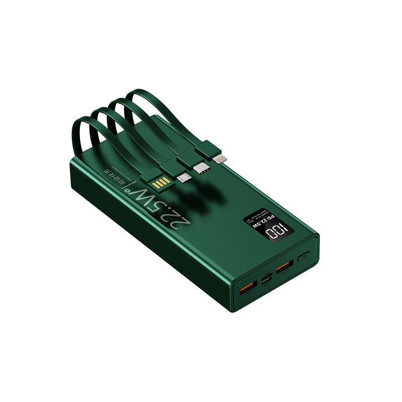 Multifunktionale Powerbank mit integriertem Kabelsystem und digitaler Leistungsanzeige Skanto