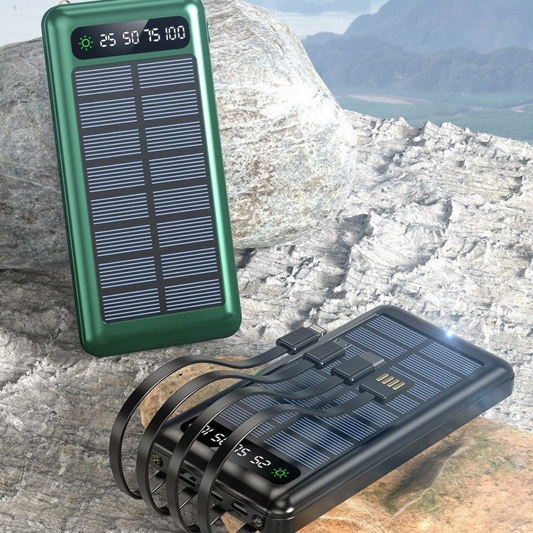 Solarbetriebene Powerbank mit integrierten Ladekabeln Skanto